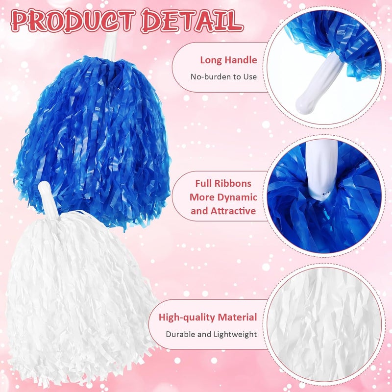 Knitgrip 4 قطع 10" بوم بوم تشجيع كبيرة مع رباط شعر للفتاة مجموعة ملحقات تشجيع للرقص والرياضات والمناسبات حفلة كرة السلة وكرة القدم - Image 3